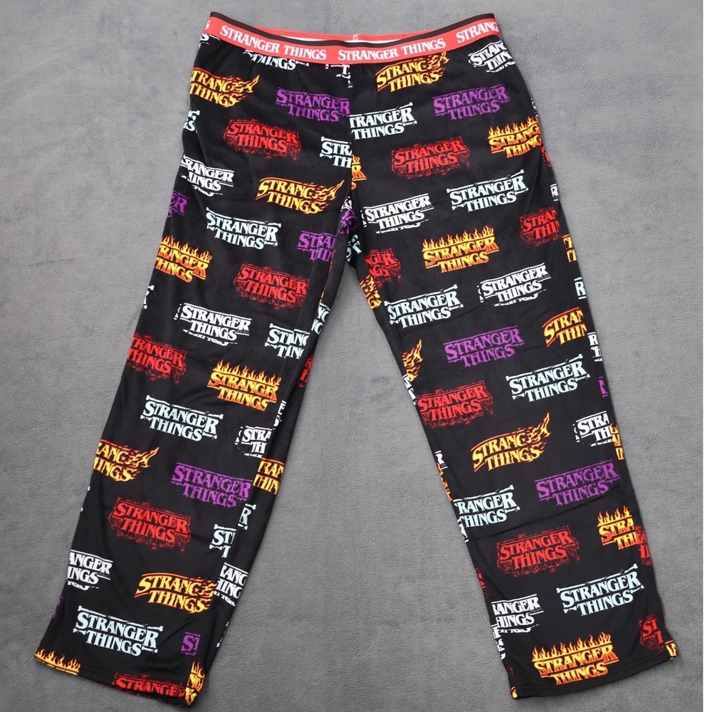 Netflix Stranger Things Pajama Pants Boys XL 16-18 Black Excellent Logo Print